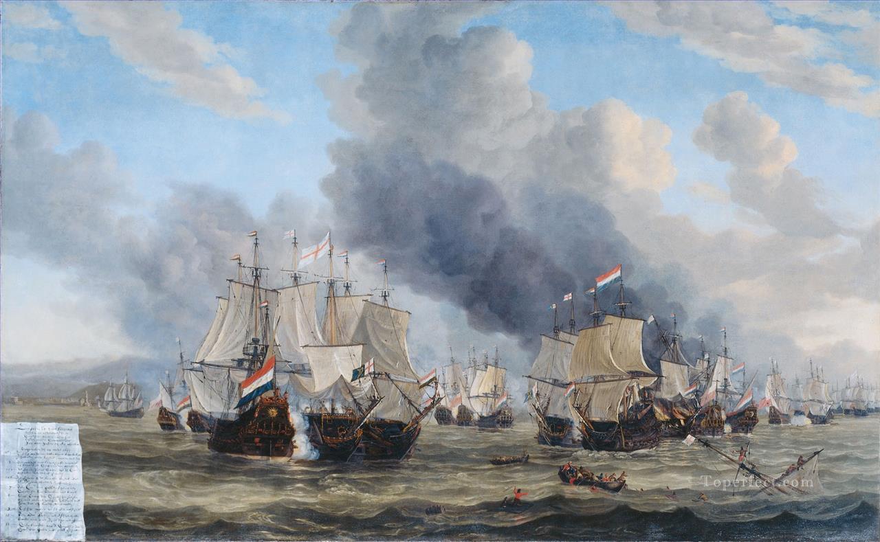 Reinier Nooms De zeeslag bij Livorno Batallas navales Pintura al óleo